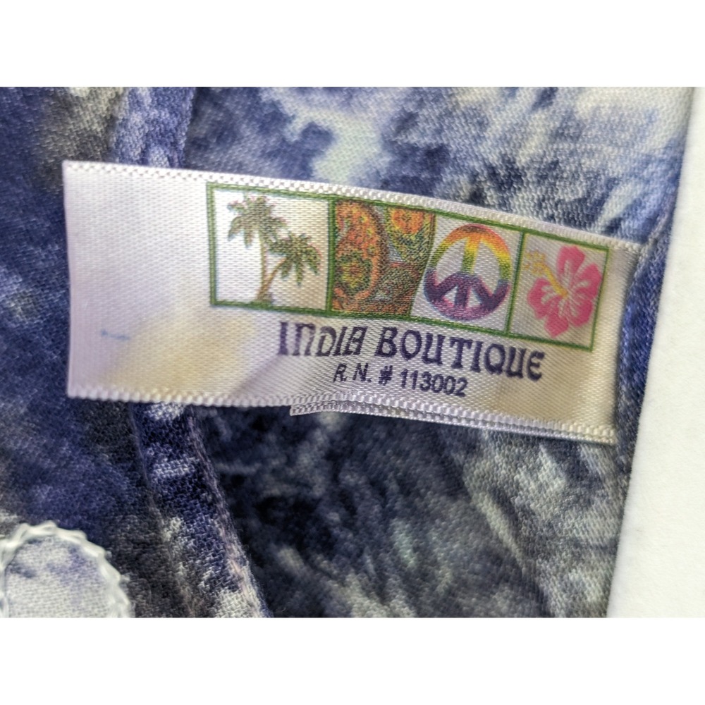 Y2K Earthy Tie Dye Floral Embroidered Dress Blue Purple Boho Hippie Indie Grunge - Picture 5 of 10